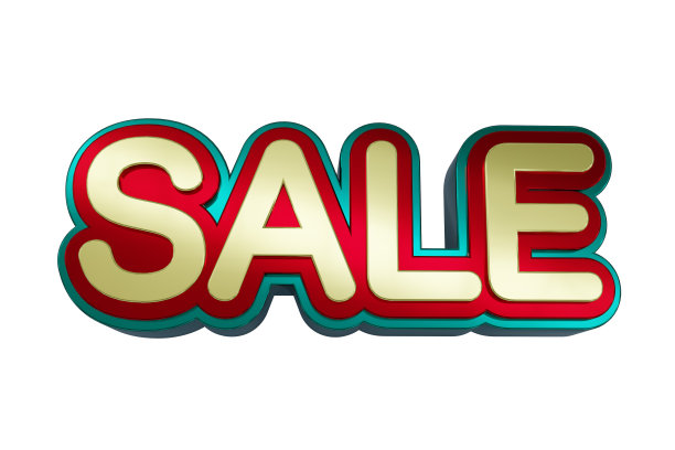 三维销售文字横幅，3D插图图片下载