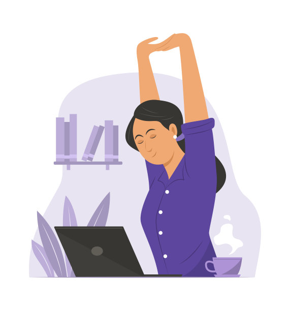 女性下班后伸展身体放松。图片下载