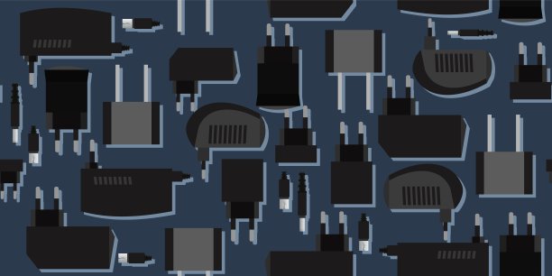 充电器。电器电源。带整流器的电气插头。无缝模式。向量图片下载