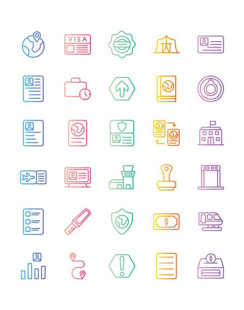 移民图标设置30孤立在白色背景图片下载