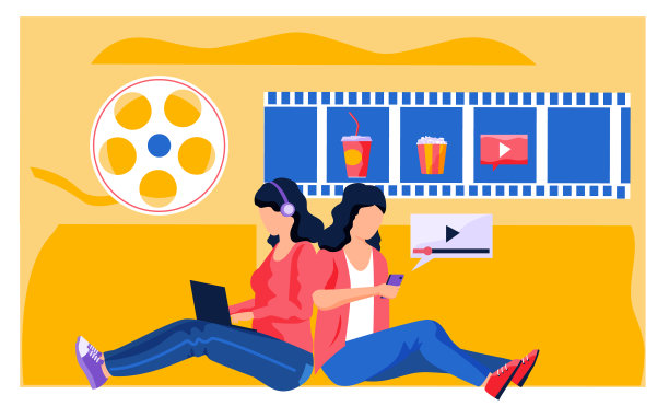 女性在网上电影院选择食物和电影。在网上看电影。在互联网图片下载