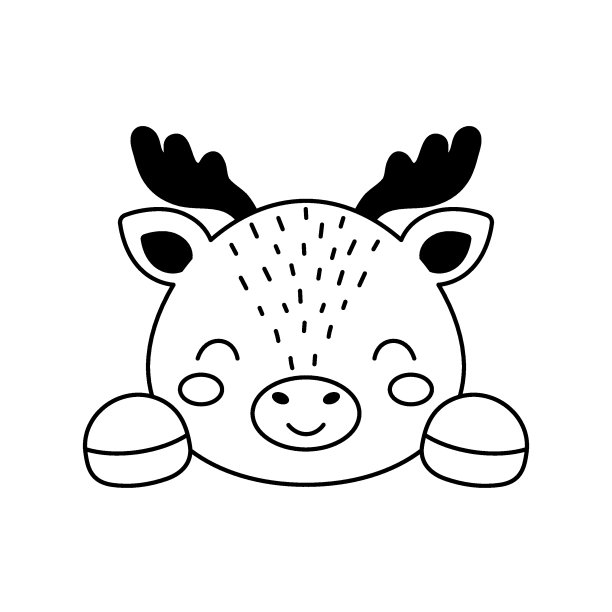 可爱的驼鹿头斯堪的纳维亚风格。动物脸儿童t恤，服装，幼儿园装饰，贺卡，邀请函，海报，房子内部。向量股票插图图片下载