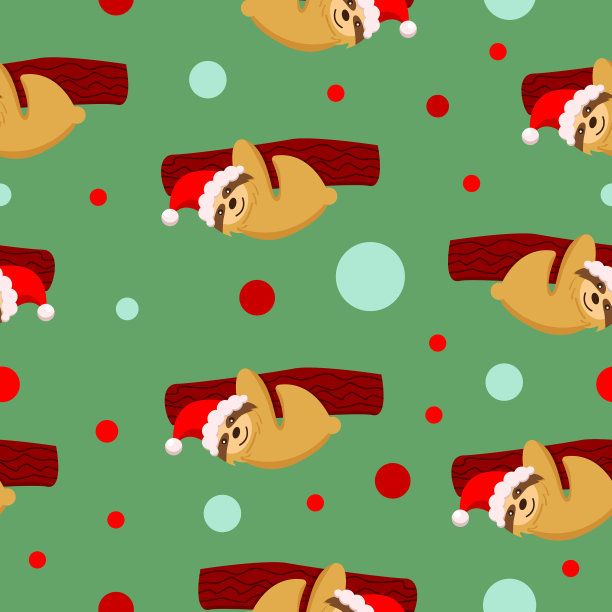 无缝图案的树懒宝宝挂在树枝上图片下载