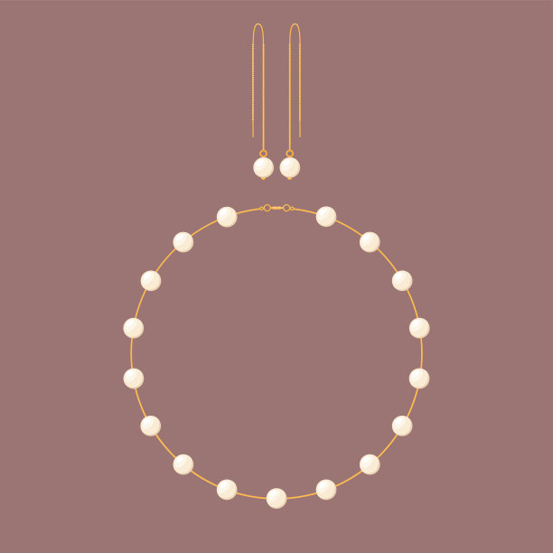 珍珠项链和耳环。矢量图图片下载