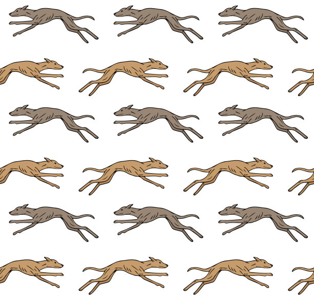 矢量无缝图案手绘涂鸦素描运行惠比特狗图片下载