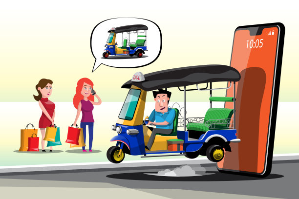 Tuk Tuk Thailand Taxi汽车三轮车出租车泰国公共服务。图片下载