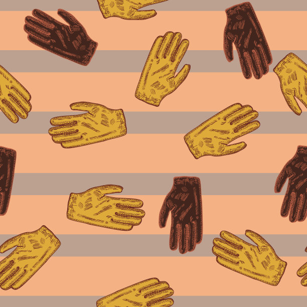 足球手套素描无缝图案。复古元素门将手绘风格。图片下载