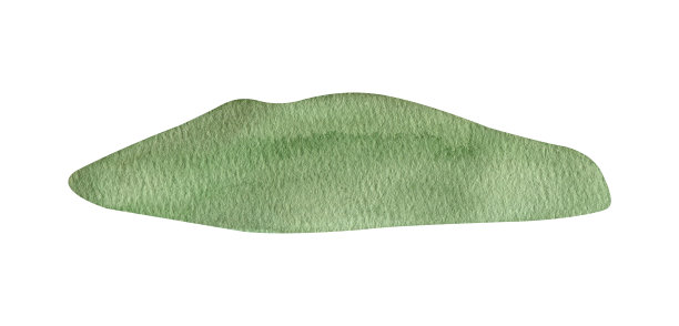 绿色草地地面水彩剪纸。夏日绿色植物的插图。图片下载