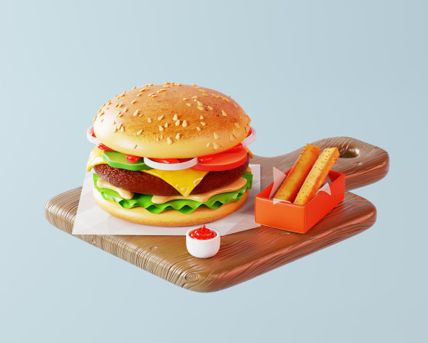 快餐，芝士汉堡，薯条和酱汁。图片下载