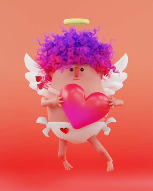 丘比特带着一颗心和一支箭。图片下载