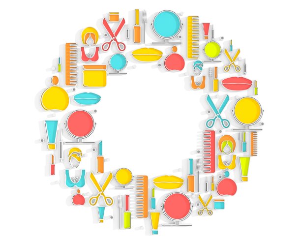 美容时尚理念。报告的模板。圆框架与细线图标。三维渲染图片下载