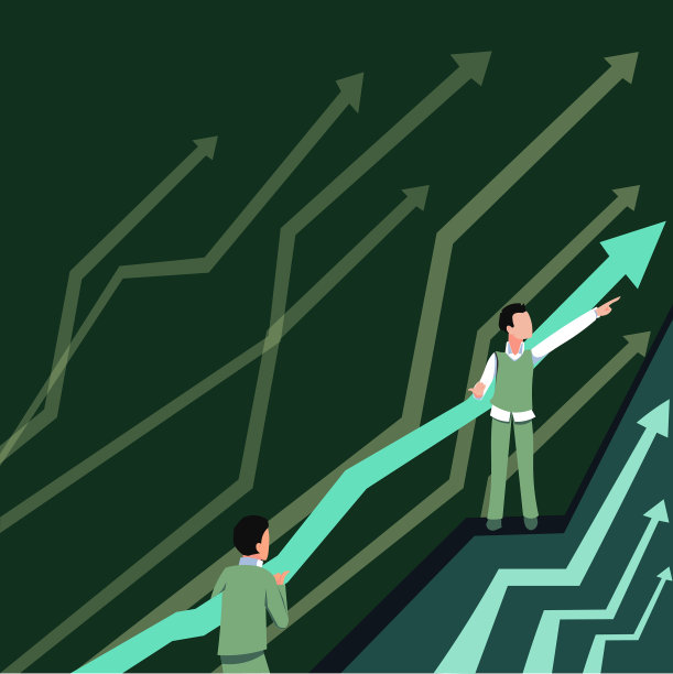 箭头引导着两个合作的商人图片下载