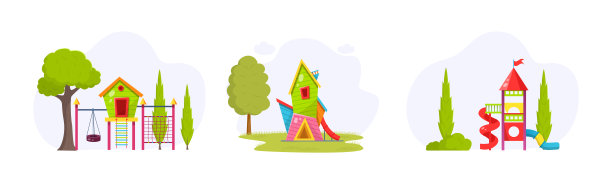一套带滑梯和梯子的儿童游乐场设备图片下载