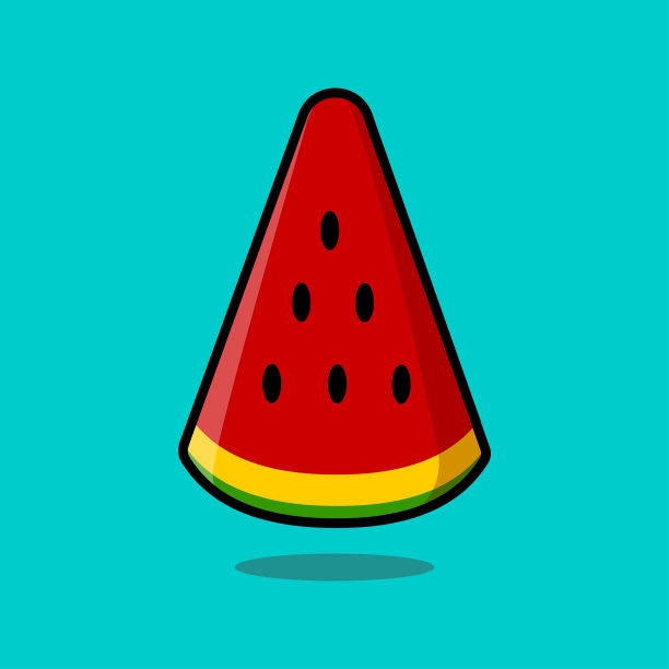一个可爱的卡通形象的一片红色西瓜。图片下载