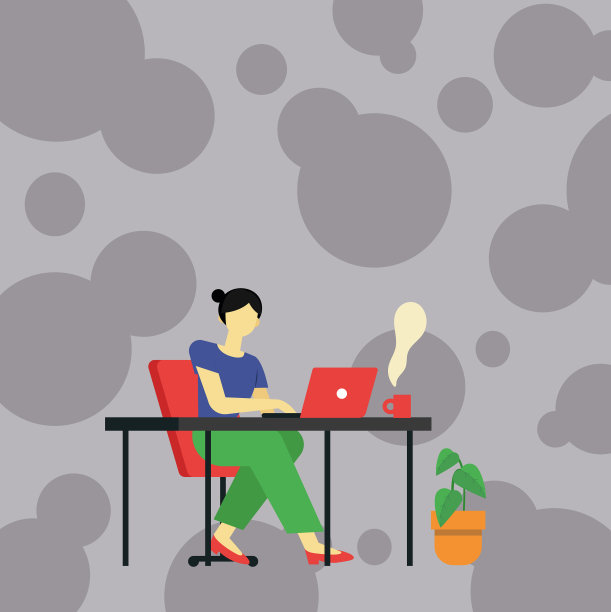 女性坐在笔记本电脑的背面积极查看图片下载