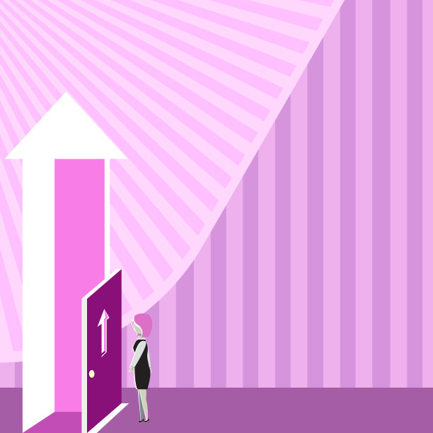 女士站在新开的门前图片下载