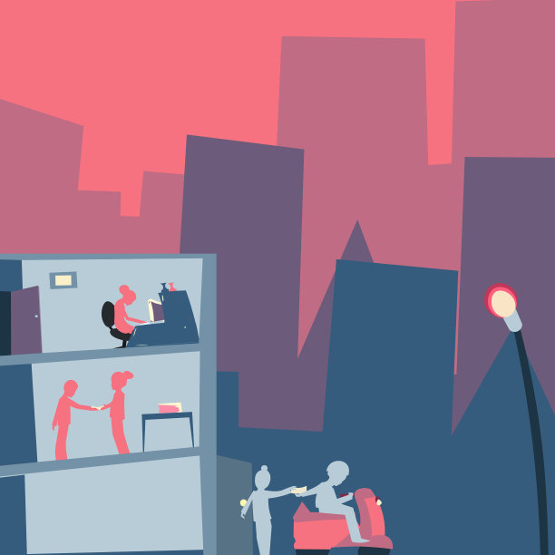 写字楼与摩天大楼的图纸显示图片下载