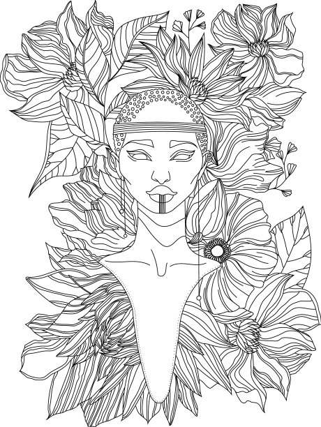 部落美女脸上装饰着鲜花图片下载