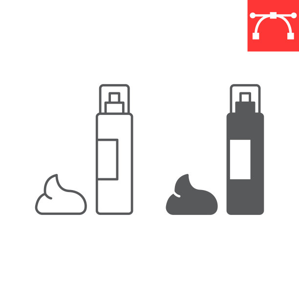 剃须泡沫线和字形图标图片下载