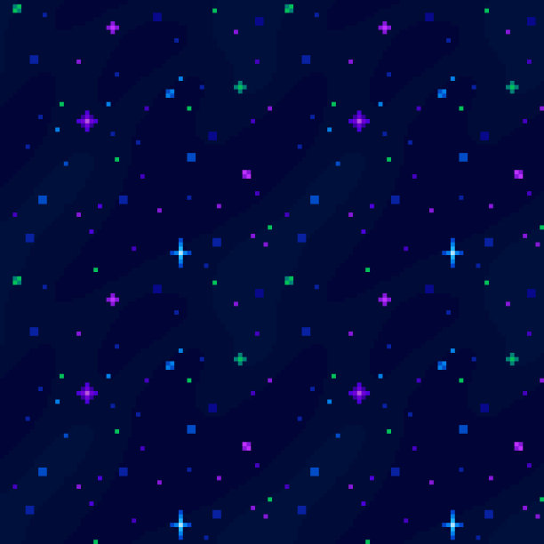 像素艺术星星在晚上的天空。星空无缝瓷砖背景图片下载