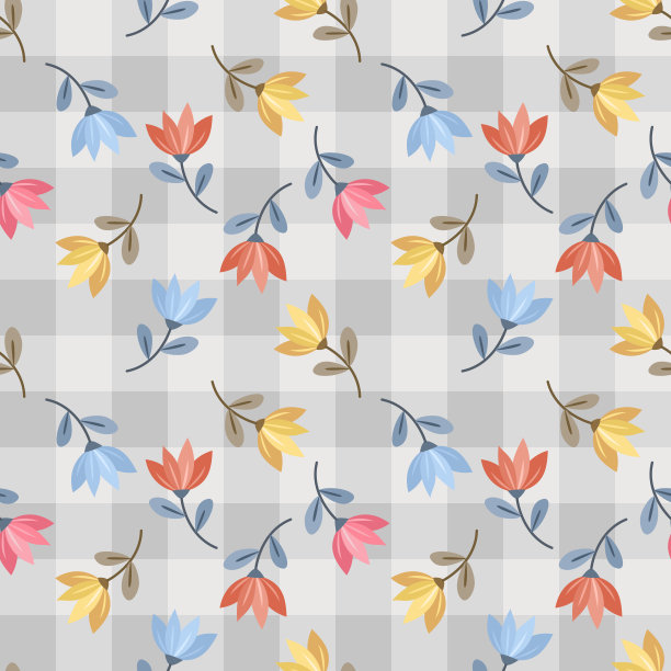 花卉无缝图案与美丽的花朵。图片下载