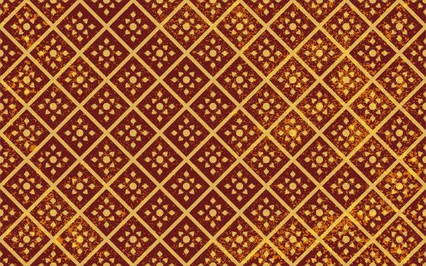 红色和金色的泰国现代重复图案图片下载