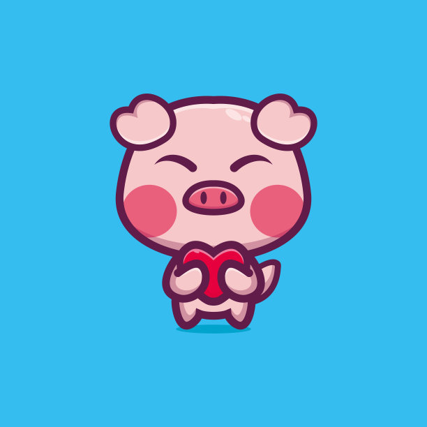 可爱的猪站着抱着爱卡通图标矢量插图。动物爱图标概念溢价矢量图片下载