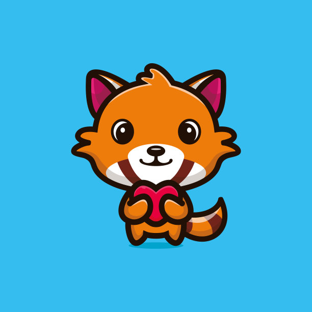 可爱的浣熊站着抱着爱卡通图标矢量插图。动物爱图标概念溢价矢量图片下载