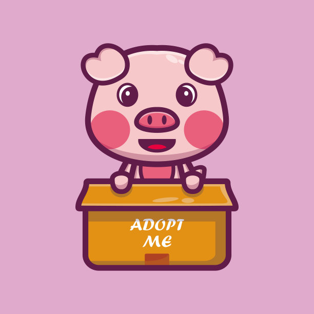 可爱的猪在盒子卡通人物矢量插图，动物图标概念孤立溢价矢量图片下载