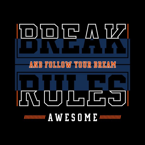 打破规则的标语图案t恤设计图片下载