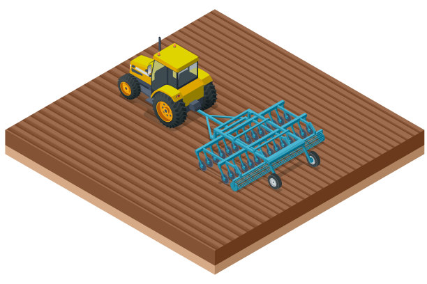 等距农业中耕机。耕作机是一种用于二次耕作的农业设备。拖拉机用苗床耕作机整地图片下载