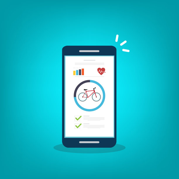 自行车，健身跟踪应用程序在手机上屏幕图片下载