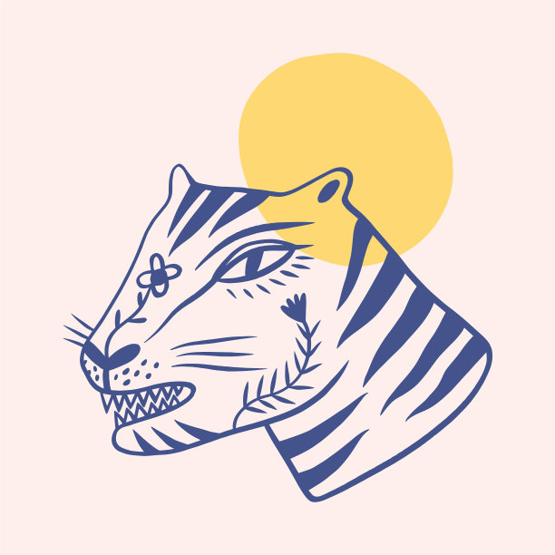 可爱的老虎，野生动物，幼稚的卡通可爱图片下载