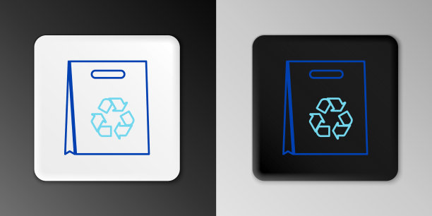 行纸购物袋与回收图标隔离图片下载