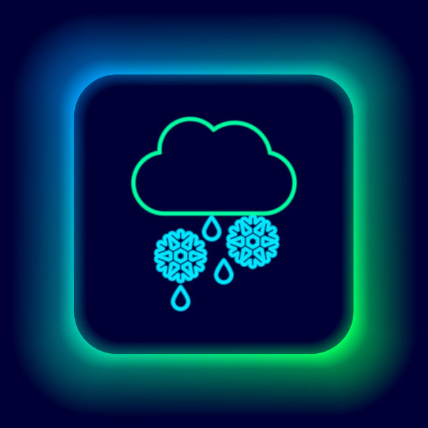 发光的霓虹灯线云与雪和雨的图标图片下载