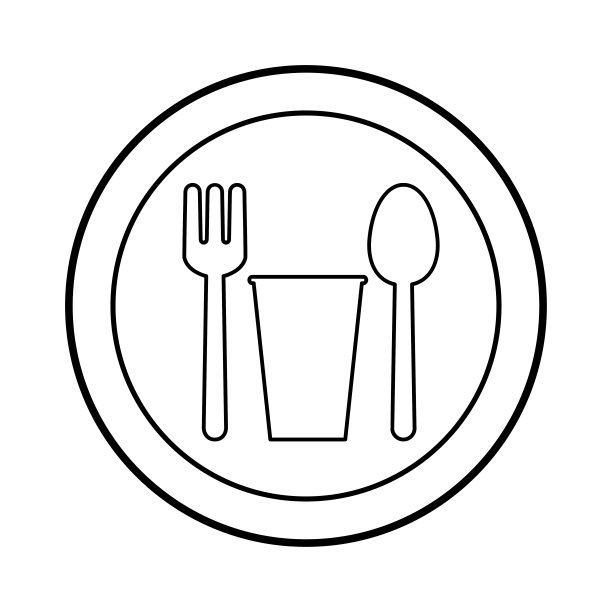 直线矢量符号的美食广场，食堂，餐厅标志。图片下载