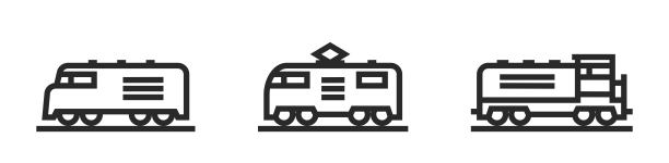 机车线路图标设置。火车和铁路运输标志图片下载