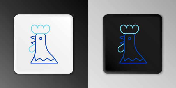 线条法国公鸡图标孤立在灰色图片下载