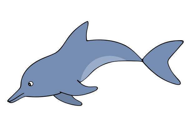 海豚。颜色向量插图。海洋哺乳动物。海洋居民。孤立的背景。卡通风格。图片下载