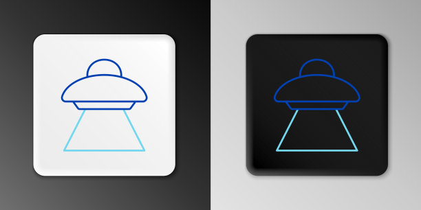 线UFO飞行飞船图标孤立在灰色图片下载