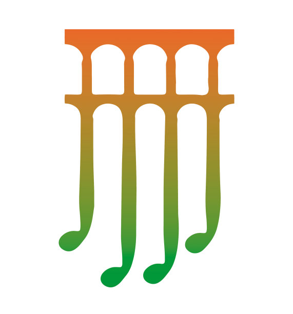 建筑风格的音乐图标橙色到绿色图片下载