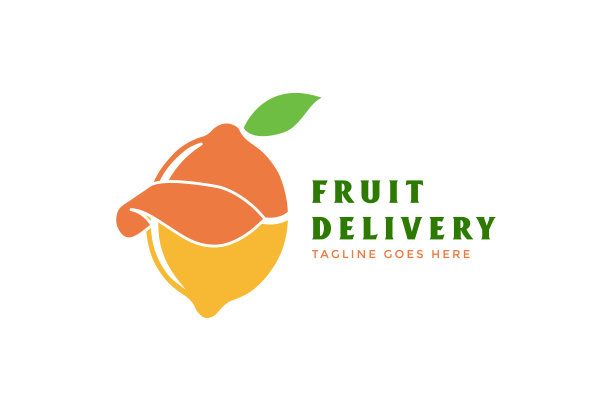 新鲜的柠檬酸橙水果与交付帽子服务标志设计向量图片下载