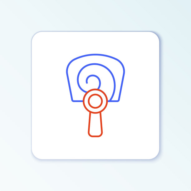 线韩式手扇图标孤立在白色上图片下载