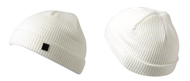 Docker针织帽孤立在白色背景。时尚的说唱歌手的帽子。帽子的渔夫图片下载