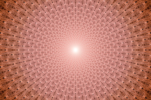 电脑生成的抽象插画美丽的粉色金色花瓣莲花，万花筒设计背景，抽象概念花卉独特的曼陀罗万花筒创意独特的图形设计图片下载