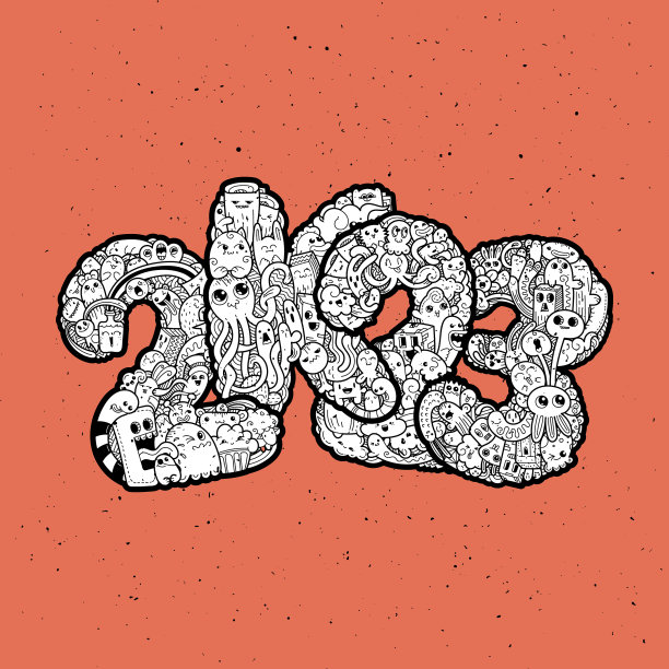 新年2k23怪物涂鸦日期华丽的节日图片下载