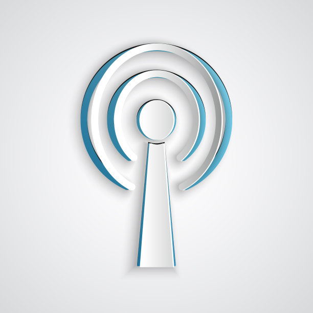 剪纸天线图标孤立在灰色背景图片下载