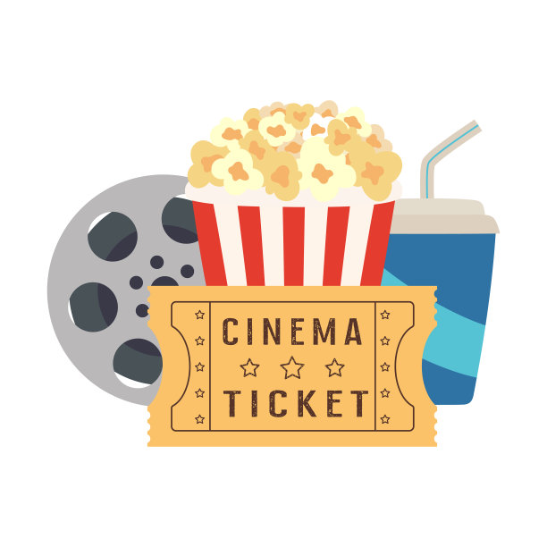 电影平面背景与符号图标图片下载