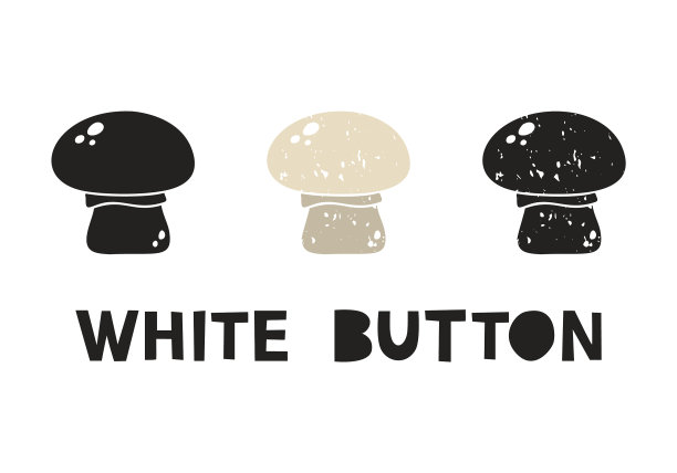 白色按钮蘑菇轮廓图标设置图片下载
