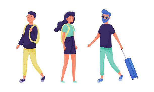 带着行李的年轻男女游客图片下载